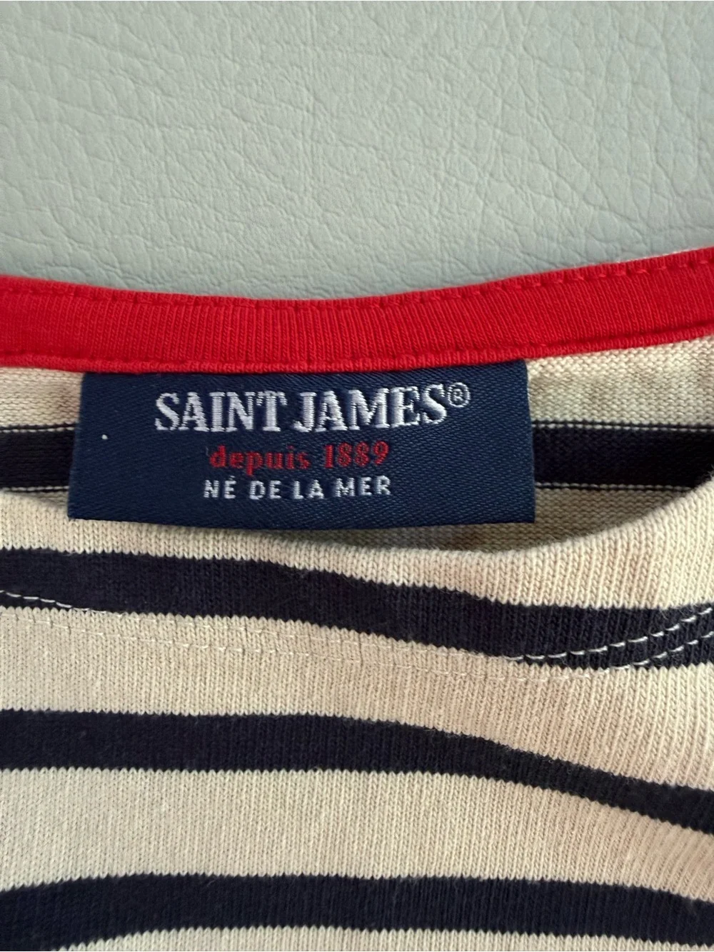Saint James Girls Vaujany Striped Shirt with Heart Elbow Patches size 12
